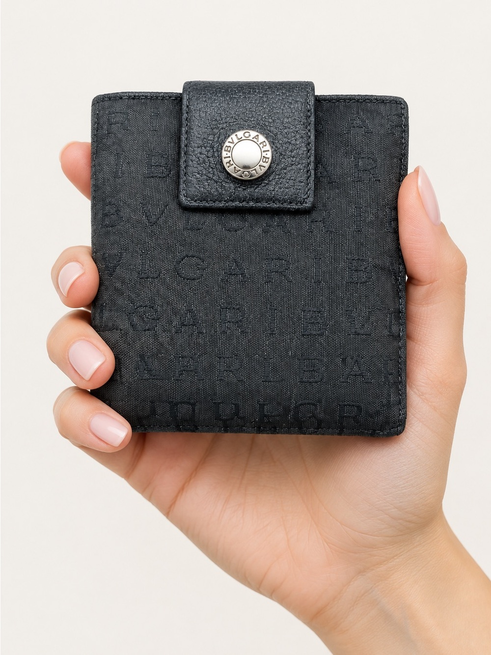 Bvlgari Logo Mania Canvas Unisex  Bi-Fold Wallet in Black